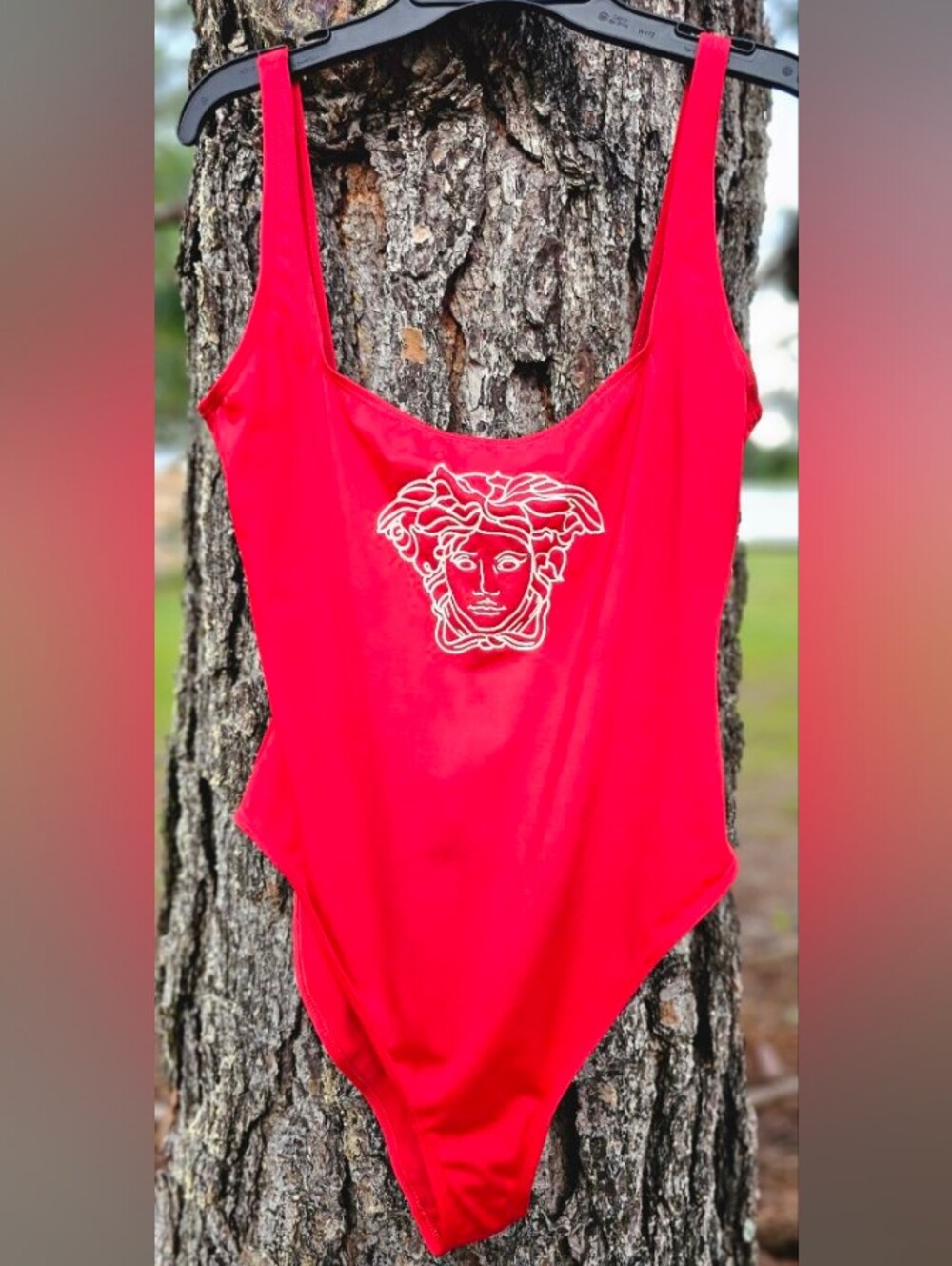 VERSACE MEDUSA AUTHENTIC RED ONE PIECE SWIM SUIT SIZE 4 USA LARGE